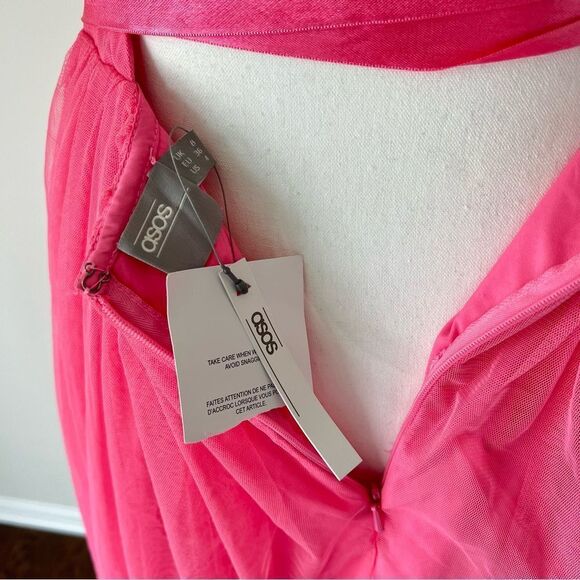 ASOS Tulle TuTu Halter Midi Dress NEW Size 4 Pink Prom Homecoming - Picture 10 of 11